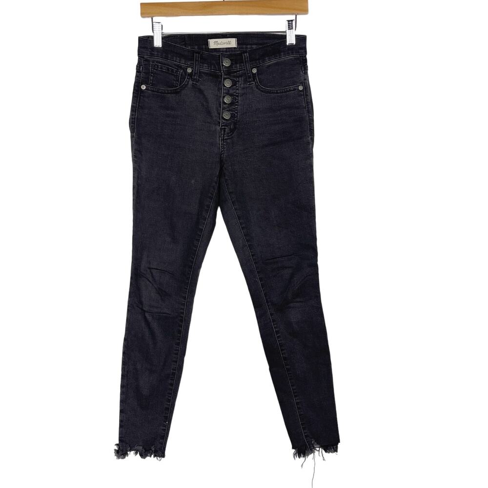 Madewell Womens Size 26 9" Mid-Rise Skinny Jeans Berkeley Black Button Fly Denim